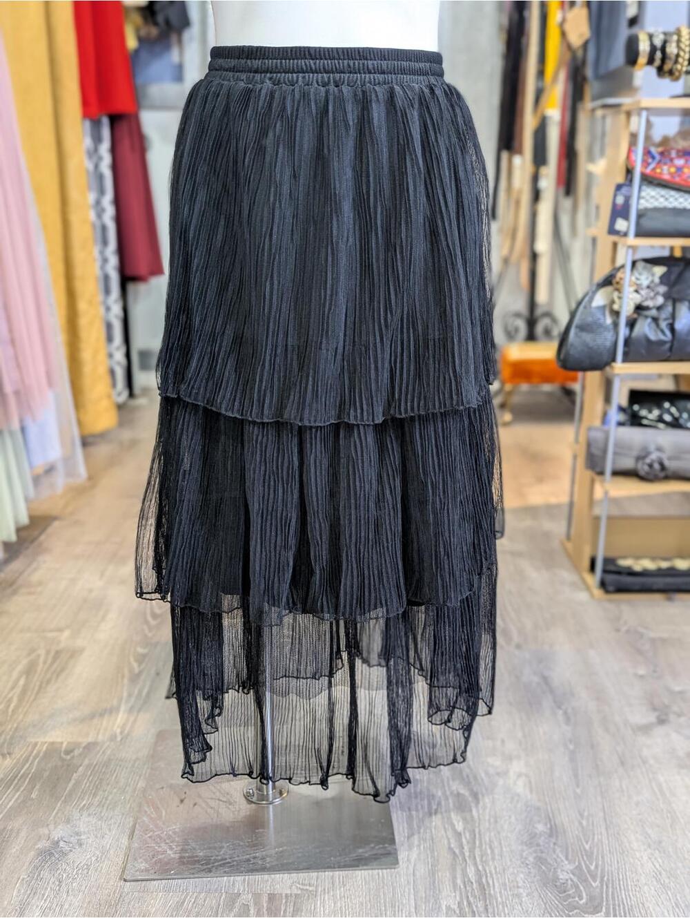 Flowy Accordion Pleated Tiered Skirt